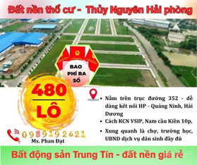 Mở bán 13 lô F0 - chưa qua đầy tư 66m2 tại Đường 352, Liên Xuân, Thủy Nguyên, 480 triệu