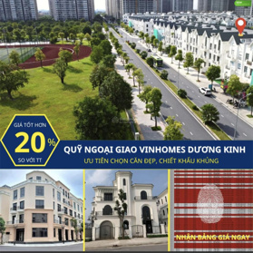 Hot quá Vin Dương Kinh - quỹ 20 căn Ngoại Giao view công viên, góc ,đường 30m giá CĐT 63m,94m,360m