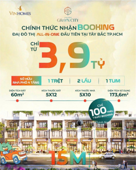 WOw Chấn Động Tam Giới 3,8Ty Có Nhà Phố Vinhomes Green City 4 Tầng,GIÁ FULL Ko VAY,UY TÍN TOP 1.