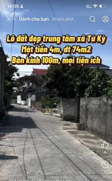 BÁN ĐẤT TRUNG TÂM THỊ TRẤN TỨ KỲ – GẦN TRƯỜNG THCS – GIÁ CHỈ 1,65 TỶ