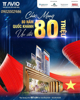C/Khấu 80 tr- mừng 80 năm Lễ 2/9,TT Avio căn góc 68m2,chỉ 38tr/m2 - thanh toán 6 triệu/tháng