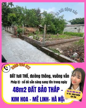 đất Bảo Tháp, kim Hoa, mê linh, Hà Nội, cam kết bán đúng giá chủ thu