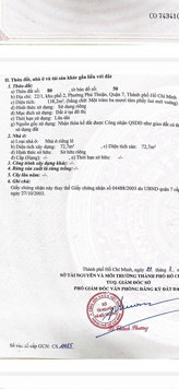 Bán gấp nhà mặt tiền hẻm 851 Huỳnh Tấn Phát, Quận 7, Dt 6,2 x22m. Giá 7 tỷ