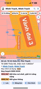 Lô đất mặt tiền vành đai 3 & đường dân sinh khu dân cư xã phú thạnh