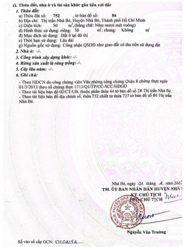 Cần bán lô đất khu Sài Gòn Mới, Đào Tông Nguyên, NB, DT 4 x12,5m. Giá 4,5 tỷ