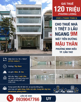 Cho thuê toà nhà đẹp - mặt tiền đường Mậu Thân Cần Thơ - Gần Siêu Thị Lotte 