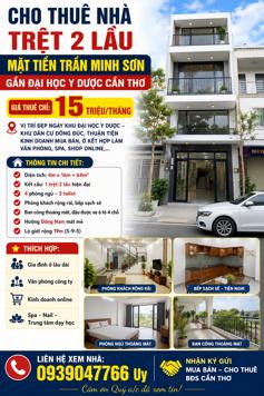 Cho thuê nhà trệt 2 lầu Mặt Tiền Trần Minh Sơn - Gần Đại Học Y Dược Cần Thơ  