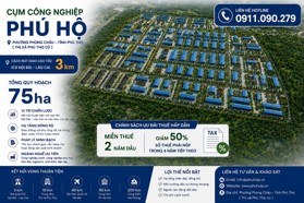 Bán đất cụm công nhiệp phú hộ, Phú thọ, DT chia nhỏ từ 0,5ha-1ha-2ha-3ha