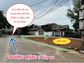 Bán đất 2 mặt tiền phố Văn Miếu, phường Liên Bảo, Vĩnh Yên DT 60- 70m2 MT 5m full thổ cư giá 1,5 tỷ